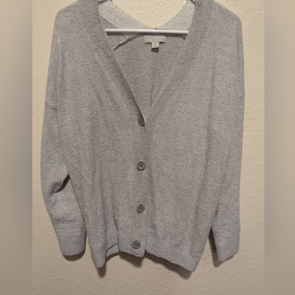 Barefoot Dreams Women’s Sz M Gray CozyChic Lite Cardigan Button Sweater